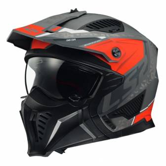 Casco LS2 OF606 Drifter Devor Matt Silver Titanium Red