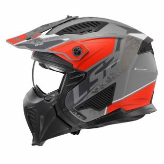 Casco LS2 OF606 Drifter Devor Matt Silver Titanium Red