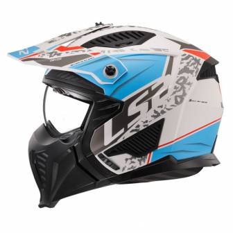 Casco LS2 OF606 Drifter Devor Matt White Blue