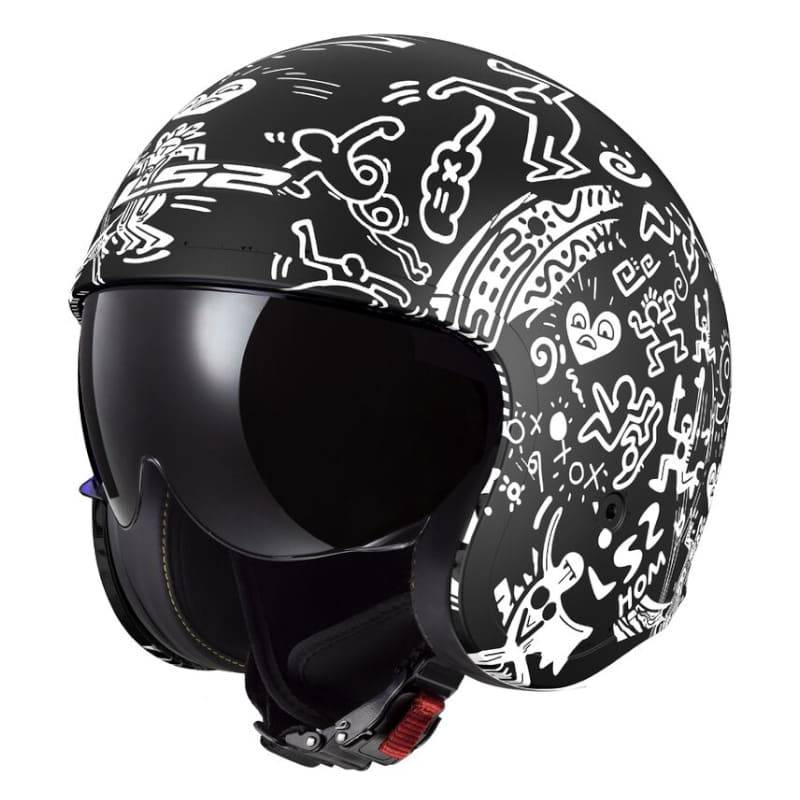 Casco LS2 OF599 Spitfire II Tribal Matt Black White