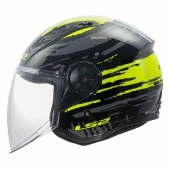 Casco LS2 OF616 Airflow II Brush Black H-V Yellow