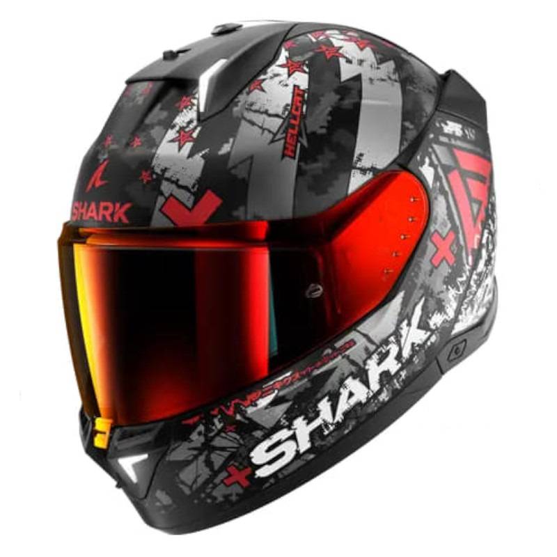 Casco Shark Skwal i3 Hellcat Matt Black Chrom Red