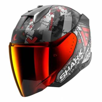 Casco Shark Skwal i3 Jet Hellcat Matt Black Chrom Red