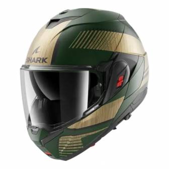 Casco Shark Oxo Sikter Matt Green Chrome Gold