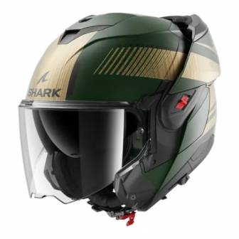 Casco Shark Oxo Sikter Matt Green Chrome Gold