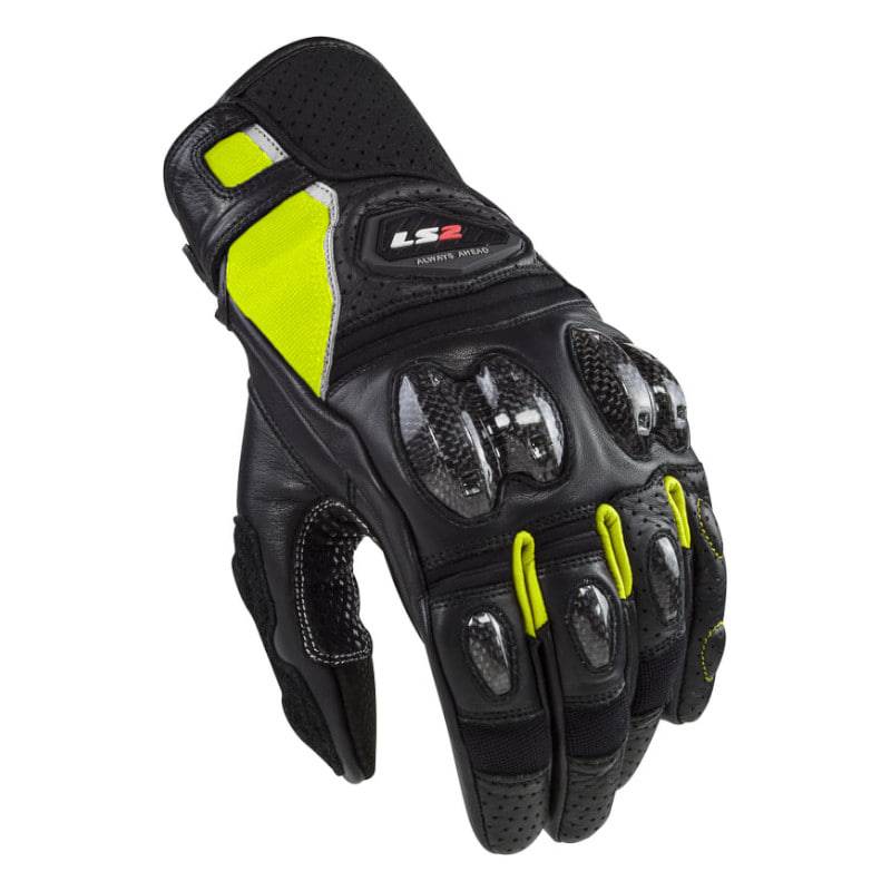 Guantes LS2 Spark II Leather Black H-V Yellow